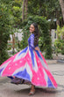 Load image into Gallery viewer, Blue Faux Georgette Bandhej Print Gown with Gamthi Embroidery &amp; Mirror Work ClothsVilla