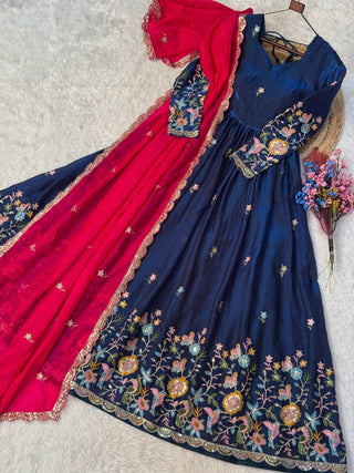 Blue Fendi Sequins Silk Gown ClothsVilla