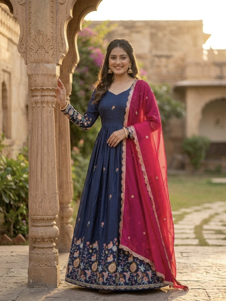 Blue Fendi Sequins Silk Gown ClothsVilla