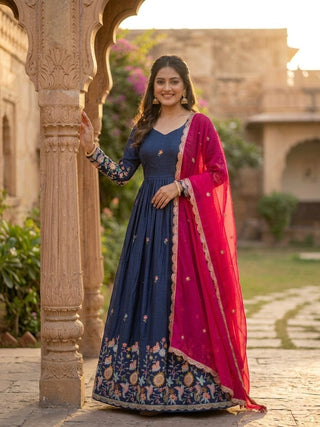 Blue Fendi Sequins Silk Gown ClothsVilla