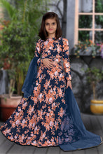 Load image into Gallery viewer, Blue Floral Printed Designer Kids Lehenga Choli Set ClothsVilla