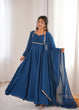 Load image into Gallery viewer, Blue Georgette Gown with Lace Dupatta ClothsVilla