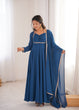 Load image into Gallery viewer, Blue Georgette Gown with Lace Dupatta ClothsVilla