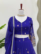 Load image into Gallery viewer, Blue Glamorous Faux Georgette Lehenga Set with Sequins &amp; Thread Embroidery ClothsVilla