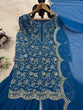 Load image into Gallery viewer, Blue Glamorous Faux Georgette Sharara Set