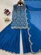 Load image into Gallery viewer, Blue Glamorous Faux Georgette Sharara Set