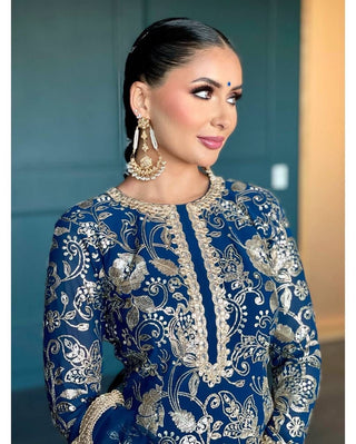 Blue Glamorous Faux Georgette Sharara Set