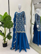 Load image into Gallery viewer, Blue Glamorous Faux Georgette Sharara Set