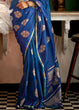 Load image into Gallery viewer, Blue Glamorous Satin Silk Saree – Perfect for Cocktail &amp; Dinner Parties ClothsVilla