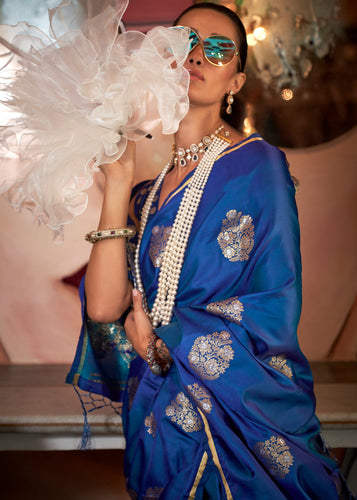 Blue Glamorous Satin Silk Saree – Perfect for Cocktail & Dinner Parties ClothsVilla