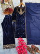 Load image into Gallery viewer, Blue Heavy Pure Viscose Velvet Top with Plazzo &amp; Dupatta Set - 5 mm Sequence Work and Fancy Sleeve ClothsVilla