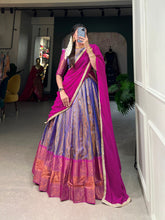 Load image into Gallery viewer, Blue Kanjivaram Lehenga Choli with Graceful Georgette Dupatta ClothsVilla