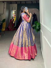 Load image into Gallery viewer, Luxurious Blue Kanjivaram Silk Gown with Zari Work ClothsVilla