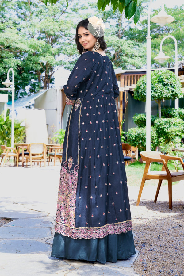 Blue Lehenga Choli With Jacket ClothsVilla