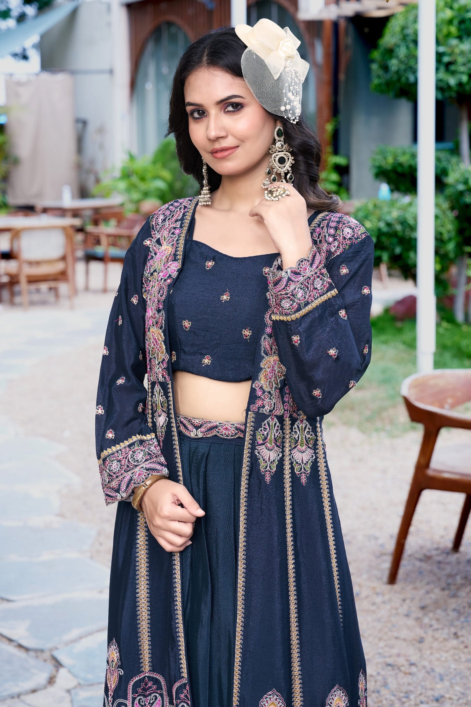 Blue Lehenga Choli With Jacket ClothsVilla