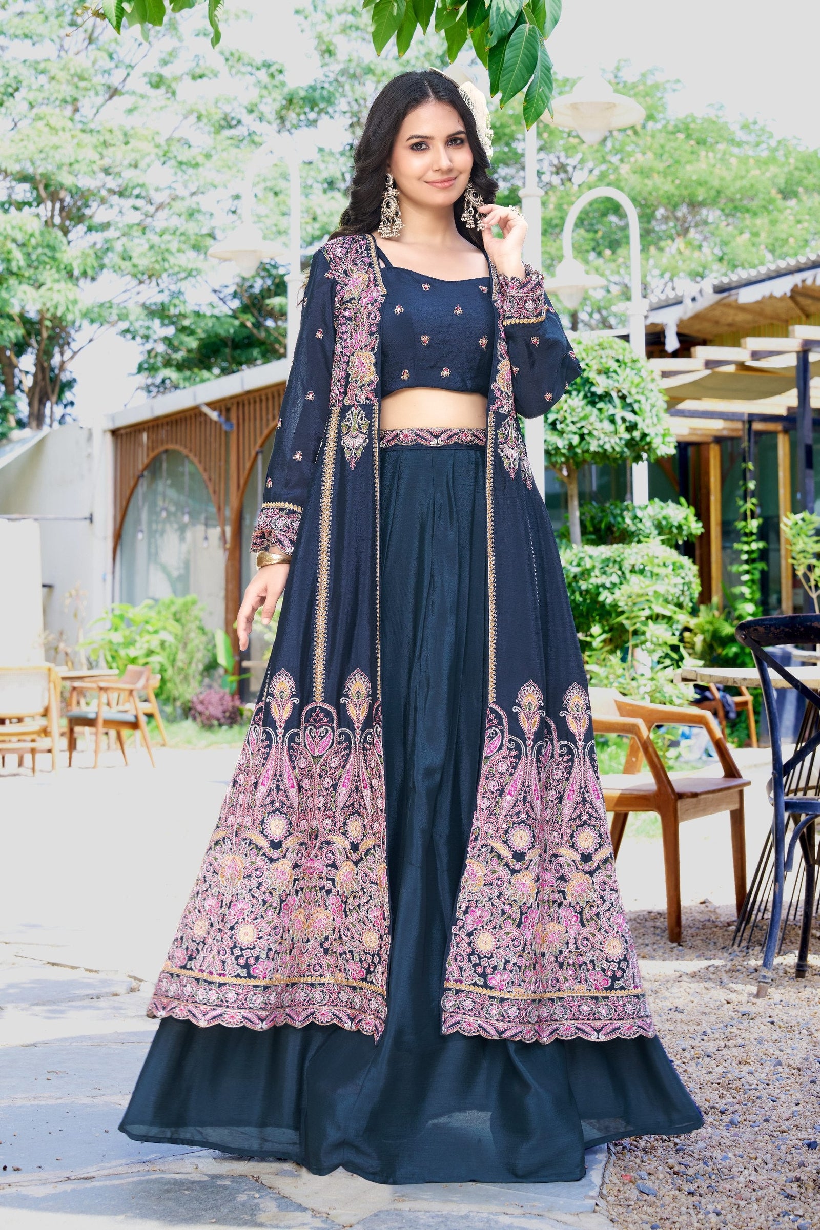 Blue Lehenga Choli With Jacket ClothsVilla