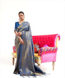 Load image into Gallery viewer, Blue Luxurious Silk Jacquard Saree with Blouse Piece – Perfect for Festivals ClothsVilla