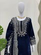 Load image into Gallery viewer, Blue Luxurious Viscose Velvet Plazo Set with Embroidered Dupatta Clothsvilla