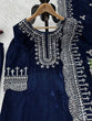 Load image into Gallery viewer, Blue Luxurious Viscose Velvet Plazo Set with Embroidered Dupatta Clothsvilla