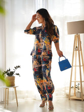 Load image into Gallery viewer, Blue Multi-Coloured Co-Ord Set