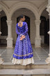 Load image into Gallery viewer, Blue Navratri Special Bandhani Kurti with Kora Cotton Frill Lehenga Set – Full Stitched ClothsVilla