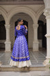 Load image into Gallery viewer, Blue Navratri Special Bandhani Kurti with Kora Cotton Frill Lehenga Set – Full Stitched ClothsVilla