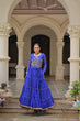 Load image into Gallery viewer, Blue Navratri Special Leheriya Print Lehenga Choli with 12 Mtr Flair &amp; Mirror Lace Work ClothsVilla