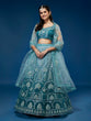 Load image into Gallery viewer, Blue Net Gotapatti Work Semi-Stitched Lehenga &amp; Blouse with Dupatta Clothsvilla