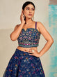Load image into Gallery viewer, Blue Organza Floral Lehenga Choli for Womens For Indian Festival &amp; Weddings - Print Work, Mirror Work, Thread Embroidery Work Clothsvilla