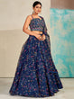 Load image into Gallery viewer, Blue Organza Floral Lehenga Choli for Womens For Indian Festival &amp; Weddings - Print Work, Mirror Work, Thread Embroidery Work Clothsvilla