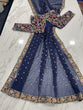 Load image into Gallery viewer, Blue Organza Saree with Zari, Thread &amp; Sequins Work Unstitched Bangalori Silk Blouse ClothsVilla