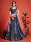 Blue Pakistani Georgette Lehenga Choli For Indian Festivals & Weddings - Sequence Embroidery Work, Thread Embroidery Work, Clothsvilla