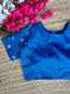 Blue Pearl-Embellished german silk Blouse with Handcrafted Golden Work ClothsVilla
