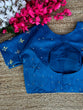 Load image into Gallery viewer, Blue Pearl-Embellished german silk Blouse with Handcrafted Golden Work ClothsVilla