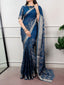 Blue Poly Cotton Saree ClothsVilla
