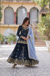 Load image into Gallery viewer, Blue Premium Designer Kurti-Plazzo-Dupatta Set with Sequins Embroidery - Ready to Wear