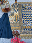 Blue Premium Designer Party Wear Chinon Silk Top, Palazzo & Dupatta Set ClothsVilla