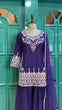 Load image into Gallery viewer, Blue Premium Designer Party Wear Chinon Silk Top, Palazzo &amp; Dupatta Set Clothsvilla
