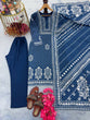 Load image into Gallery viewer, Blue Premium Designer Party Wear Maslin Cotton Top, Bottom &amp; Dupatta Set ClothsVilla