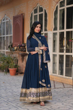 Load image into Gallery viewer, Blue Premium Designer Readymade Gown with Dupatta Collection Embroidered Elegance Clothsvilla