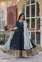 Load image into Gallery viewer, Blue Premium Designer Readymade Gown with Dupatta Collection Luxurious Faux Blooming Embroidery ClothsVilla