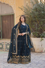 Load image into Gallery viewer, Blue Premium Designer Readymade Gown with Dupatta Clothsvilla