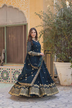 Load image into Gallery viewer, Blue Premium Designer Readymade Gown with Dupatta Clothsvilla