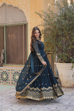 Load image into Gallery viewer, Blue Premium Designer Readymade Gown with Dupatta Clothsvilla