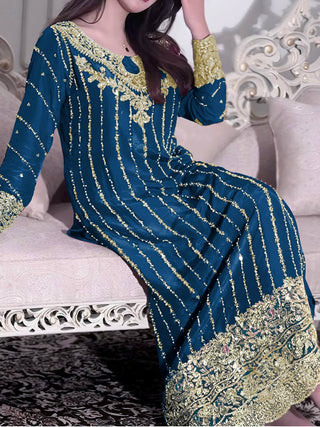 Blue Premium Designer Readymade Top, Plazzo & Dupatta ClothsVilla
