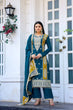 Load image into Gallery viewer, Blue Premium designer Readymade Top,Plazzo Set With Dupatta-Party Wear Collection Clothsvilla