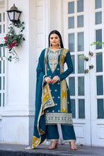 Load image into Gallery viewer, Blue Premium designer Readymade Top,Plazzo Set With Dupatta-Party Wear Collection Clothsvilla