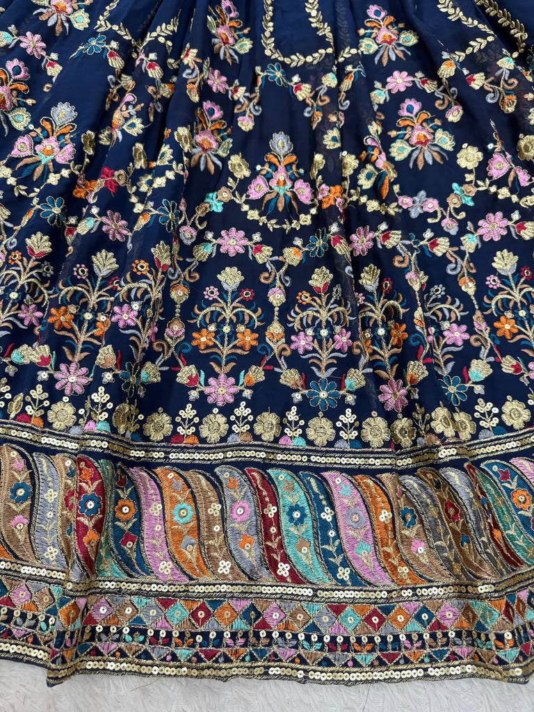 Blue Premium Faux Georgette Anarkali Gown with Dupatta ClothsVilla