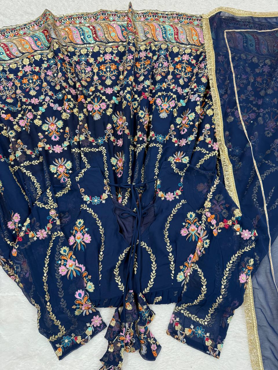 Blue Premium Faux Georgette Anarkali Gown with Dupatta ClothsVilla