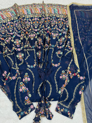 Blue Premium Faux Georgette Anarkali Gown with Dupatta ClothsVilla